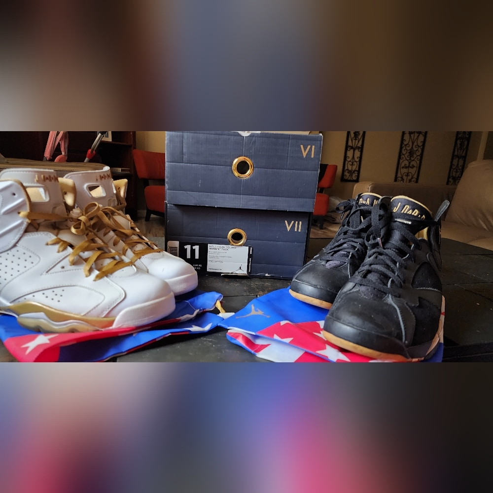 GMP Jordan 6 And 7 Pack Size 11 Jordan 7/6 Retro Golden Moments Pack 2012 Gold